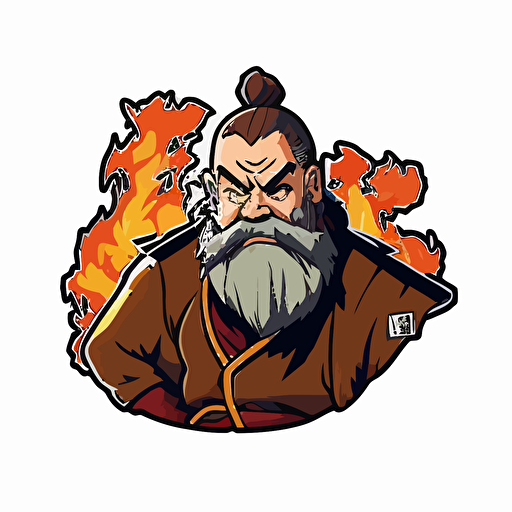 vatar the last air bender, Uncle Iroh sticker vector. Vibrant, vivid colors on a white background. High definition v