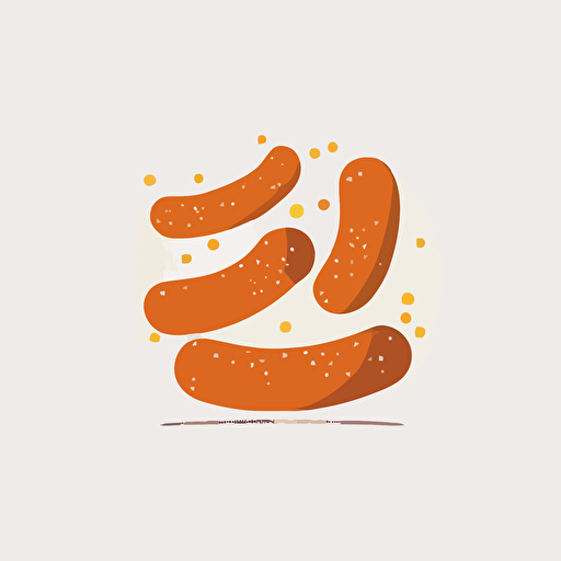 flat minimalist vector illustration of sausages a white background