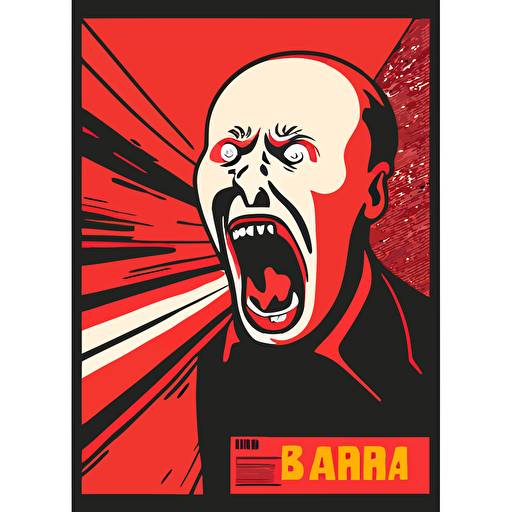 edvard munch the scream in soviet propaganda poster style, vector art, minimalistic
