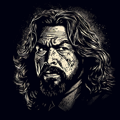 wwe mankind attitude era, illustration, white on black, vector, illustrated, poster, 2:3