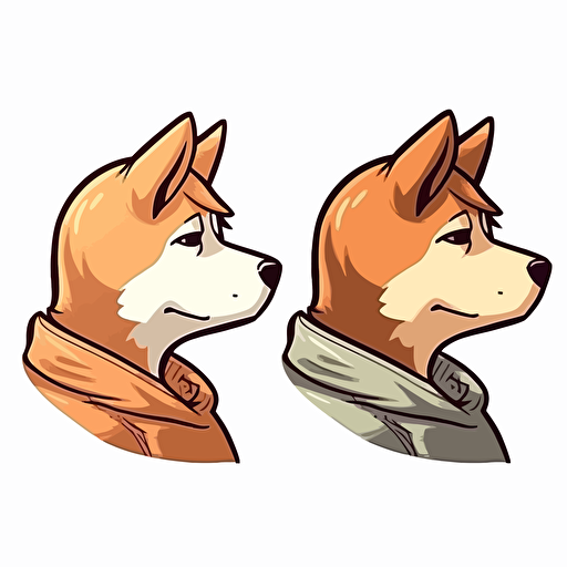 2/3 left side profile shot head and shoulder, cartoon 2d, Shiba Inu wearing pharaoh, cartoon anime, Vector illustration, white background
