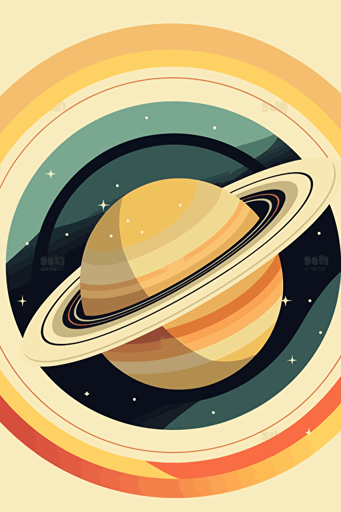 minimalistic vector flat illustration of saturn, white background,