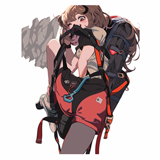 SMILING climbing girl 12 year old with no backpack in the style of Akihiko Yoshida, make a logo vector