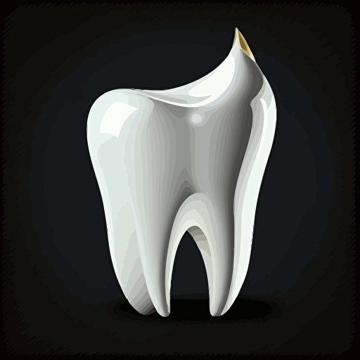 flat vector illustration of a white tooth on a black background
