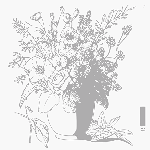 pdf vector drawing of fine line floral bouquet