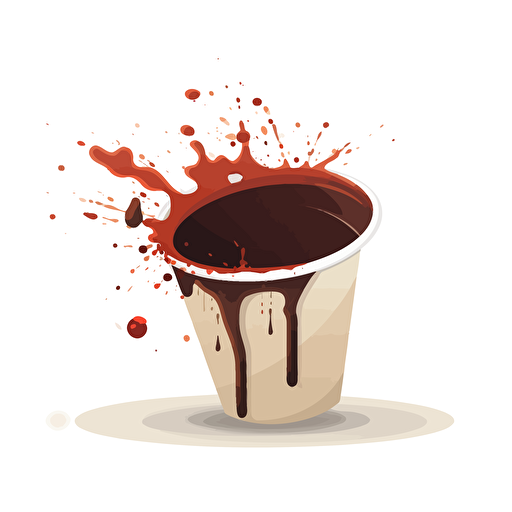 simple vector image of coffee cup on its side with coffee spilling out