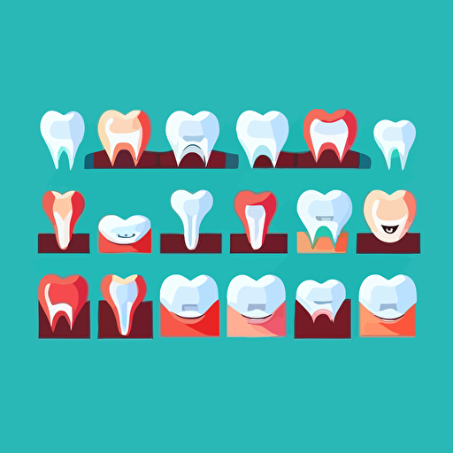 flat vector illustration of bottom row and front row of teeth