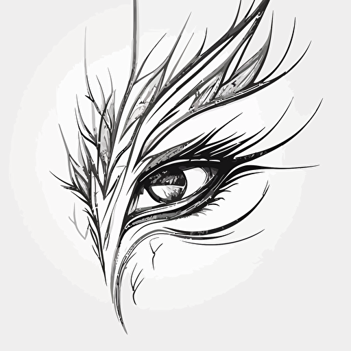 Abstract, minimalist, dragon side face eye close up in the style of a single line drawing, Vector, white background, masterpiece, trending on Artstation and Dribbble.