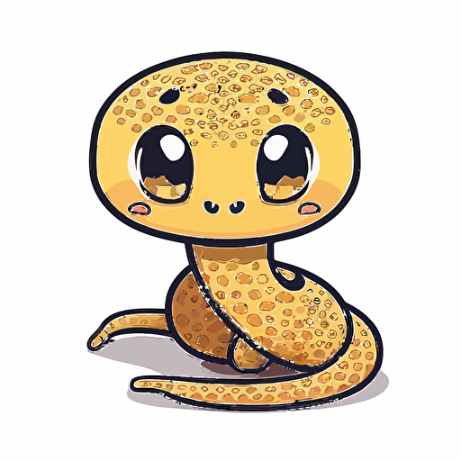 cute rattlesnake kawaii style, vector, white background, cute facial expression