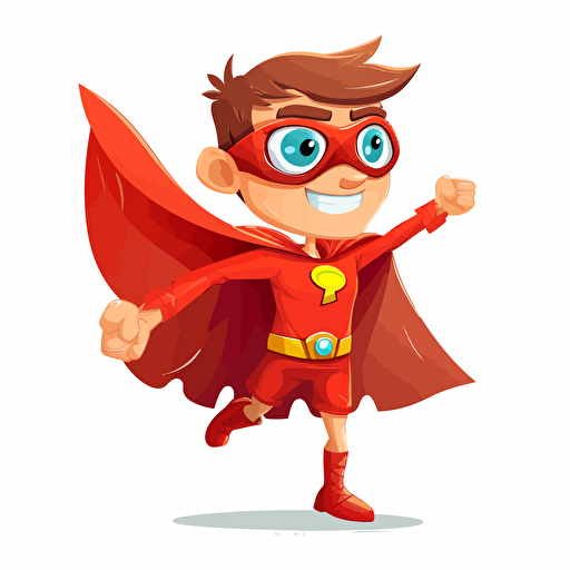make believe superhero, detailed, cartoon style, 2d clipart vector, creative and imaginative, hd, white background