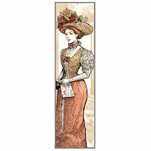bookmark, victorian lady, vector whitebackground
