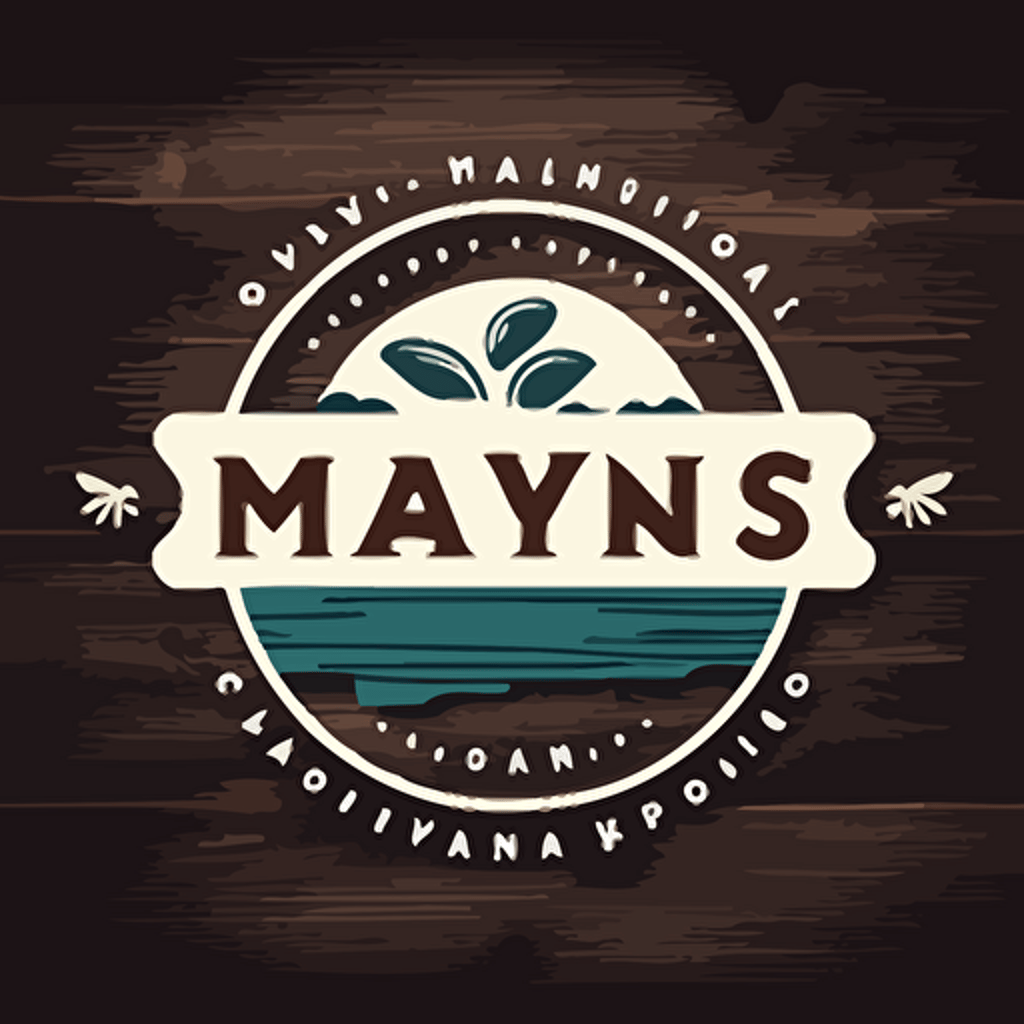 Restaurant logo, beach and modernn food, name: Mayi's Point, simple , moderns, vector, on wood