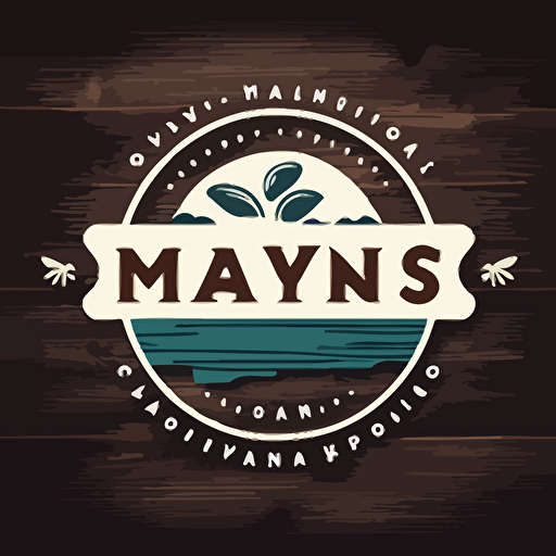 Restaurant logo, beach and modernn food, name: Mayi's Point, simple , moderns, vector, on wood