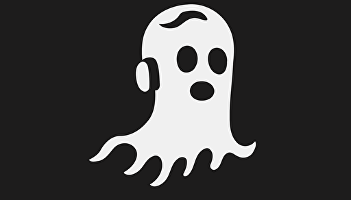 ghost with headphones vector icon, snapchat, black and white