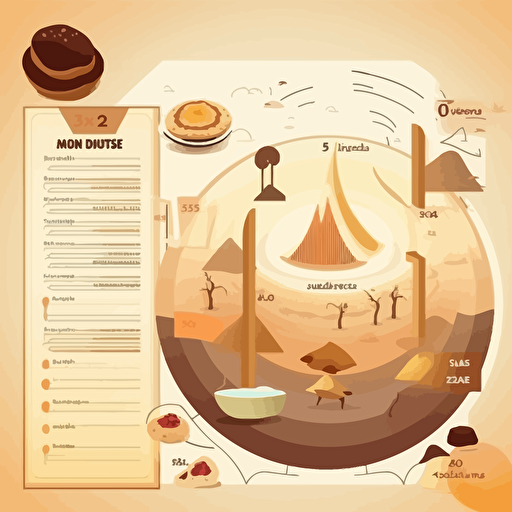 dessert menu with vector diagram of desert, origin from france
