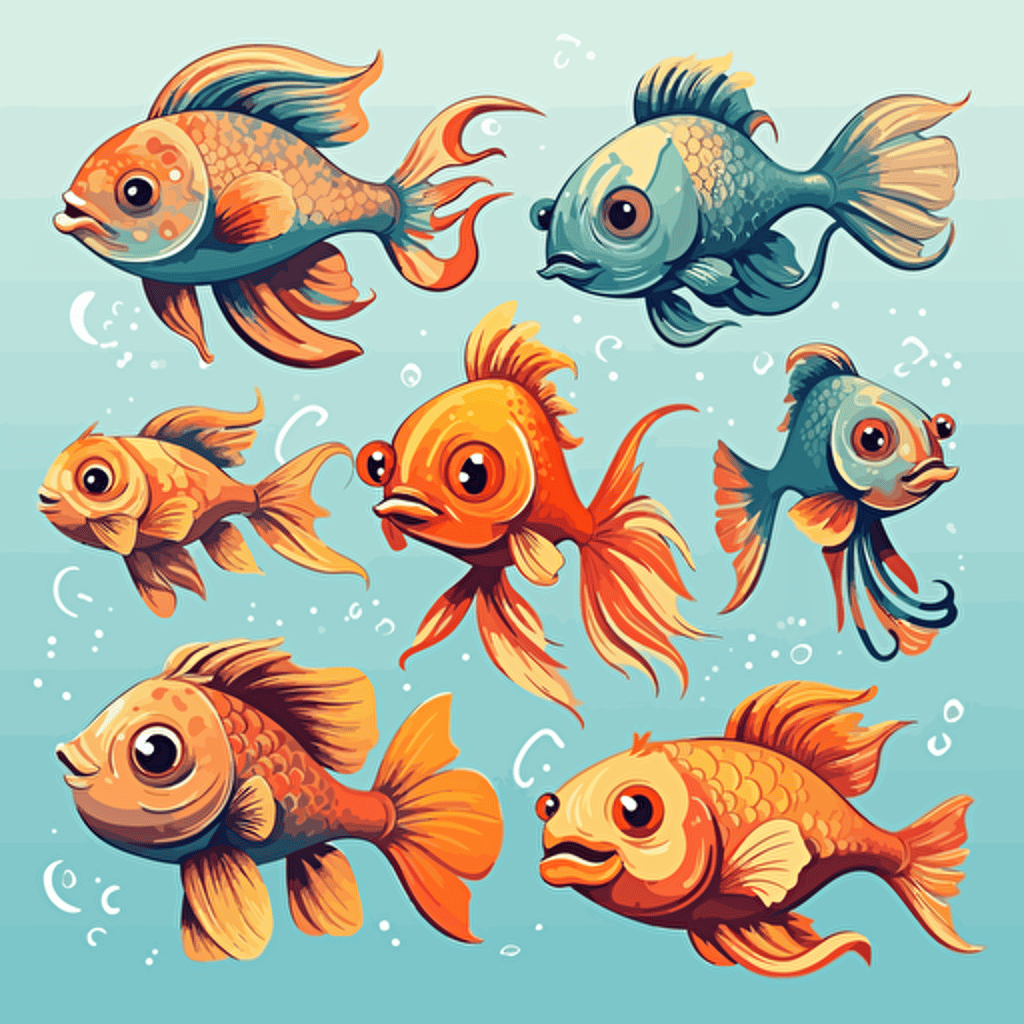 cute fish set drawing vectorel, cute, nice v5