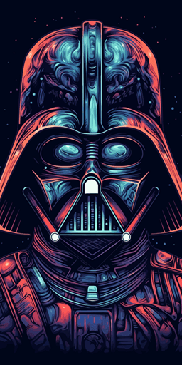 Darth Vader , vector gradient, hand drawn illustration