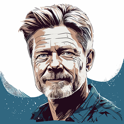 vector art style image of Steve Gustavson from Adobe, in the style of Michael Parks