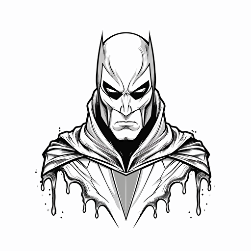 a water drop superhero bust, minimalism, concept art, vector draw, revenge, black and white, coloring page, outline only, powefull