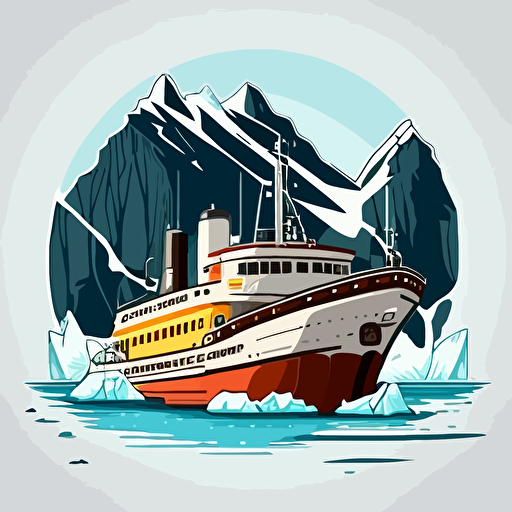 cartoon cruise ship glacier vector style