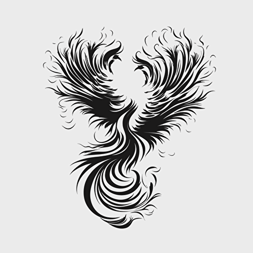 fire, phoenix, minimalism, conceptual, vector,black and white, white tone,mainly white,