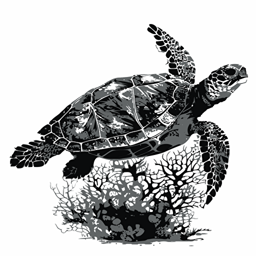 vector art turtle black and white