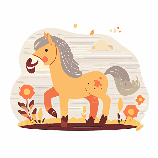 cute happy horse, flat simple vector illustration, transparent background