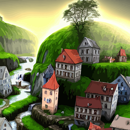 gediminas pranckevicius nitid scene close view miniature village river small waterfall chimney church bakery sallon stunning 3d render dim volumetric lighting 8k octane beautifully detailed render post processing extremely hyperdetailed intricate ray sunlight detailed painterly digital art style wlop 8k octane beautifully detailed render post processing extremely hyperdetailed intricate epic composition sparkling atmosphere cinematic lighting masterpiece trending artstation detailed vibrant colors hyperrealistic smooth sharp focus lifelike cinematic lighting art artgerm greg rutkowski alphonse mucha diffuse lighting fantasy intricate elegant highly detailed