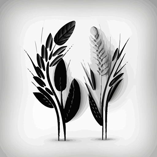 couple of barley, vector art, black and white, white background