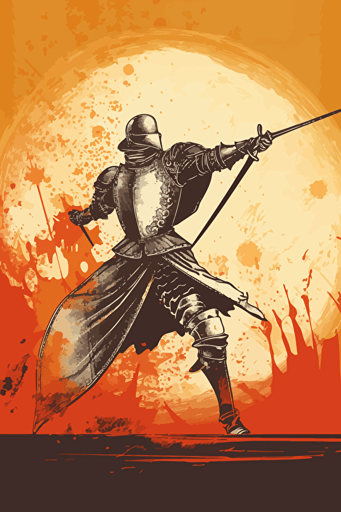 renaissance performer knight, vector illustration on a stage background