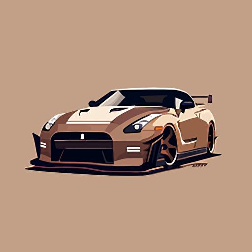 nissan gtr, traditional japan style, vector, minimalistic, logo, flat design