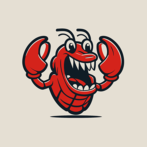 a sports mascot logo of a red lobstah, simple, vector
