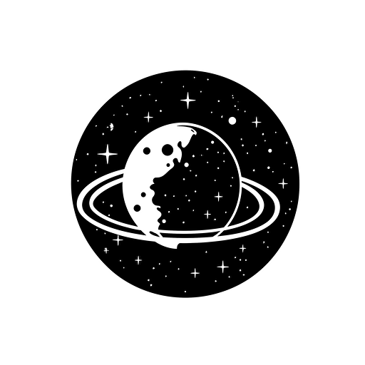 A simple silhouette drawing logo of a side view of vector space, style of minimalist art. White background, no shadow