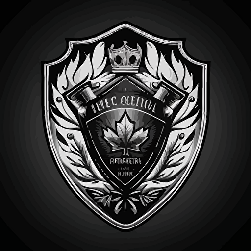 A shield vector logo surrounded by flames for ‘FIRE RESCUE VICTORIA’. simplified details. black and white only