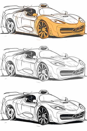 colouring book for kids, different cars separated by space, cartoon style, vector, little detail, no shadow, black and white, white background