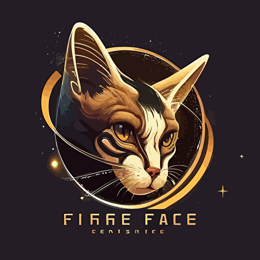 a feirce feline face on a wasp body, hybrid animal, flying in space above planet earth, logo flat, vector