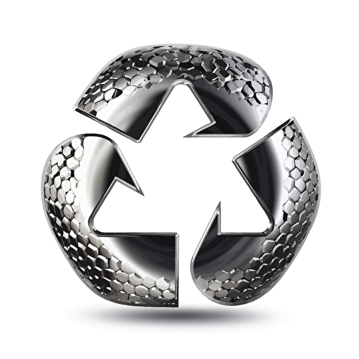 recycle symbol made with steel, vector image, adobe illustrator, white background