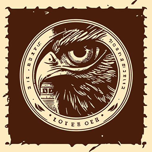a stamp with an eagle and an eye on it in a flat vector art style