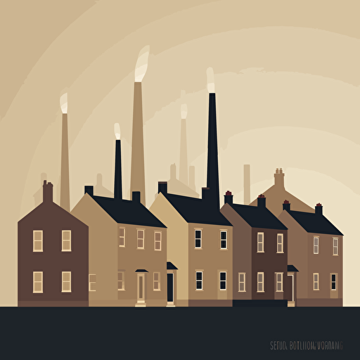 Flat 2d vector-style silhouettes of houses in Wellingborough UK, one color only, no tones