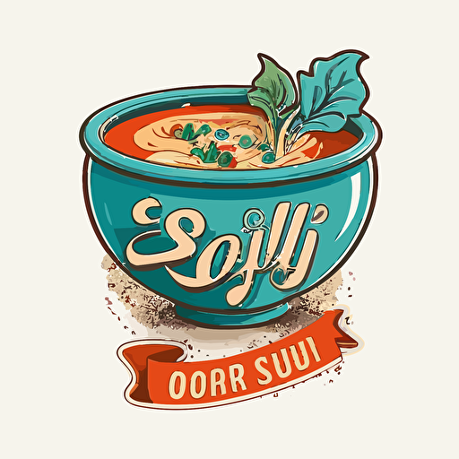 soup bowl logo that pops out, vector illustration on a white background