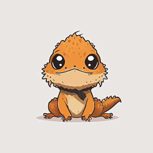 cute bearded dragon kawaii style, vector, white background, cute facial expression