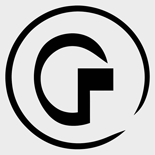 the letters G F in a a circle logo, simple vector 1 colour