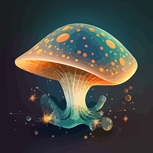 translucent space mushroom,trippy art,vector style,stars,ultra simple,symetrical