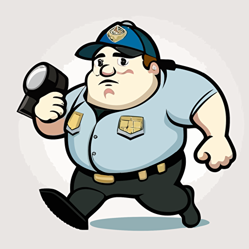 logo,mascot, simplistic, chubby policeman catching an nfl footbal, vector, white background