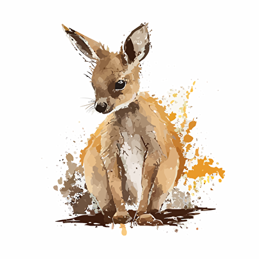baby watercolor kangaroo vector,comic style, white background
