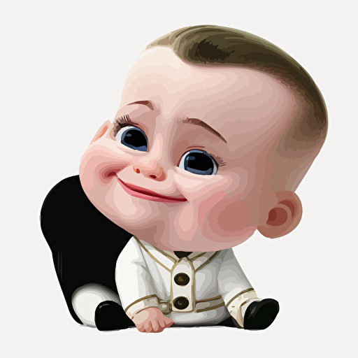 A gorgeus baby dictator, smiling, white background, vector art , pixar style