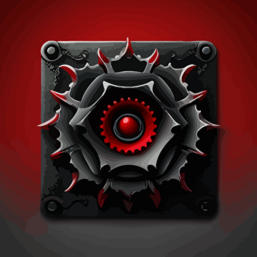 rose vector 32px square cog in button, color black red