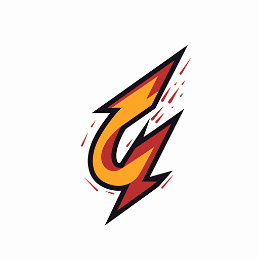 flat vector of the letter q with a lightning bolt where all the edges are smooth with a white background