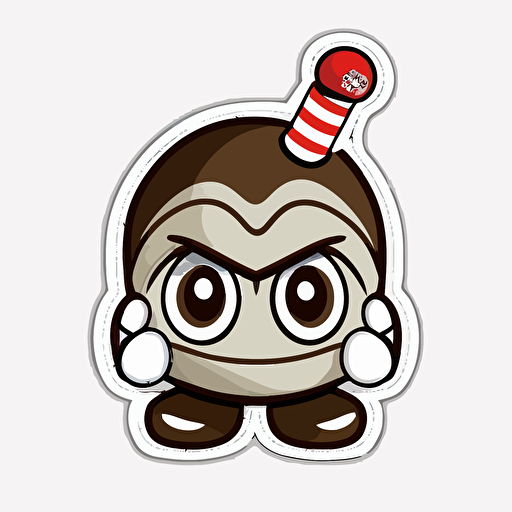 sticker, Brutus Buckeye, kawaii, contour, vector, white background