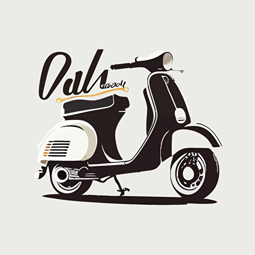 vespa, silhouette, white color, white background, no shadows, cartoon vector style